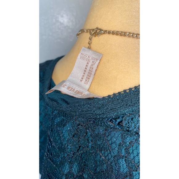 Green V Neckline Lace Overlay Bell Sleeve Homecoming Prom Dress spring time - Picture 4 of 7